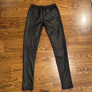 Fleece lined leather leggings
